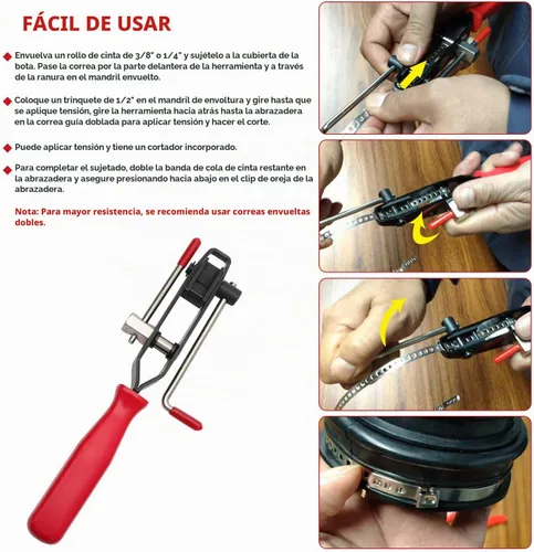 Vista 5 de Alicates de abrazadera de arranque de eje de junta CV, 12 unidades con kit de abrazaderas de arranque CV, 10 bandas de crimpado, extensión tipo