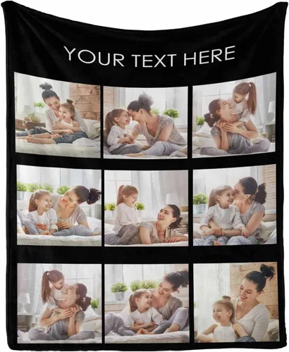 Vista 34 de InterestPrint Manta personalizada con texto y fotos, collage, regalo personalizado para cumpleaños, aniversario, boda, regalo personalizado
