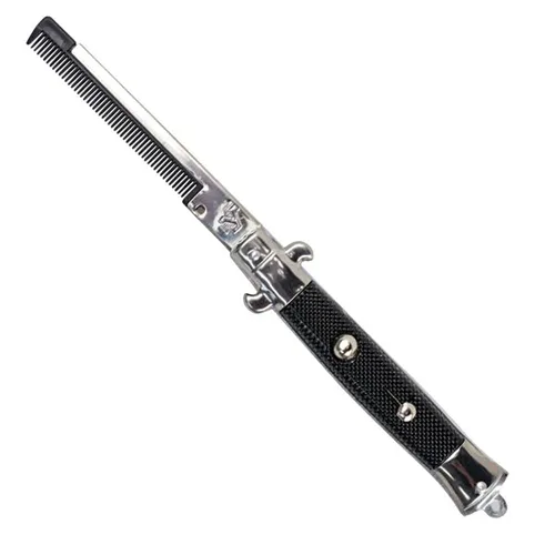 Vista 6 de Switchblade - Peine plegable de bolsillo de 9 pulgadas, peine de acero inoxidable para barba para hombres, peines de bigote de dientes finos