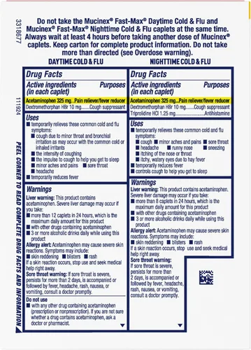 Vista 9 de Mucinex Fast-Max de máxima potencia para resfriado y gripe de día y noche para adultos, poderoso medicamento de venta libre para síntomas