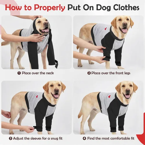 Vista 7 de SlowTon Traje de recuperación para perros – Protector de codo acolchado, manga de pierna de perro para dejar de lamer y proteger heridas después