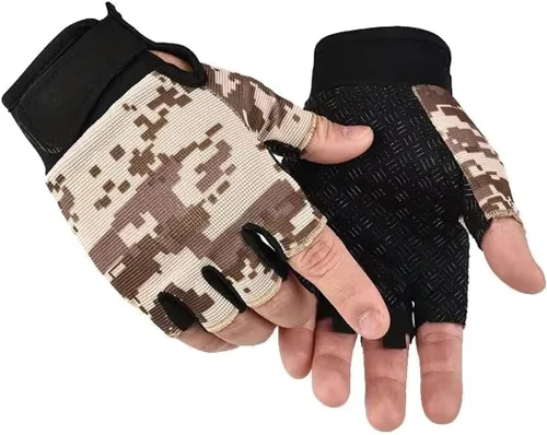 Vista 8 de Guantes sin dedos SUJAYU - Guantes tácticos y para ciclismo para hombres y mujeres, ideales para Airsoft, pesca y entrenamiento