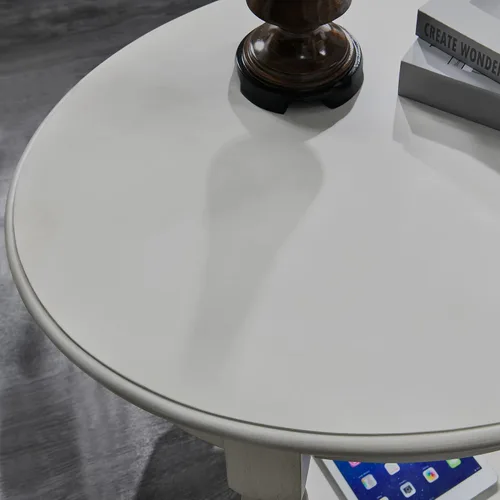 Vista 6 de Mesa auxiliar ovalada con cajón, estante de almacenamiento lateral de madera maciza para sofá, mesa de esquina tradicional para sala de estar
