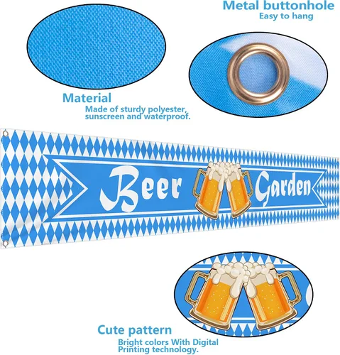 Vista 3 de Oktoberfest Bavarian Pennant Banner – Letrero de jardín de cerveza de tela para fiesta de Oktoberfest, suministros de decoración de festivales