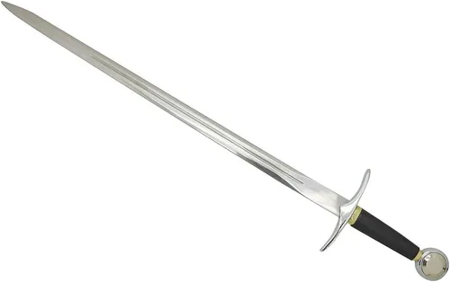 Vista 2 de Medieval Warrior Knights Templar Long Sword with Sheath Steel Guard, Leather Wrapped Handle