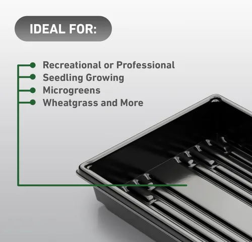 Vista 5 de Paquete de 5 bandejas de propagación de plantas de plástico negro de 10 x 20 pulgadas, bandejas de cultivo para jardín, plantación, plántulas, suelo