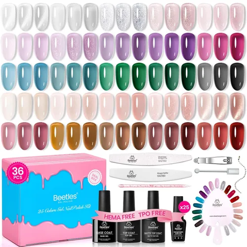 Vista 31 de Juego de esmalte de uñas de gel Beetles Cat Eye - 24 piezas, 20 colores de esmalte de uñas de gel con brillantina, cambia de color oscuro, kit