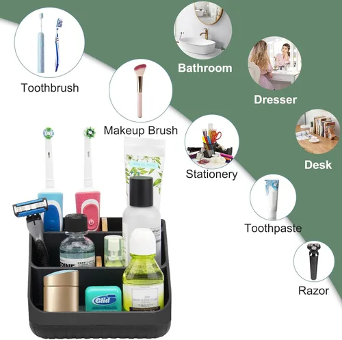 Vista 4 de Chintu Portacepillos de dientes para baño, organizador de encimera de baño, soporte eléctrico para cepillado de dientes, 6 ranuras para organización