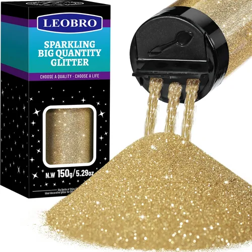 Vista 17 de LEOBRO - Purpurina dorada champán, 150g/5.29oz, purpurina gruesa para manualidades, resina, uñas, cuerpo, cara, vaso DIY, decoraciones