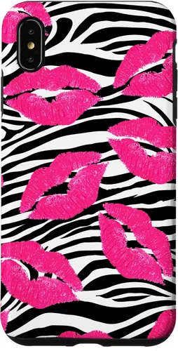 Vista 11 de Funda con estampado de labios de cebra rosa intenso y negro para iPhone 16 McBling