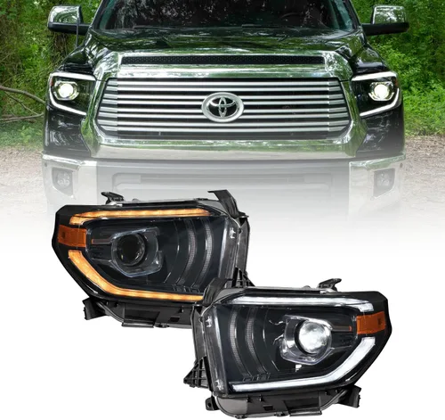 Vista 2 de Form Lighting Faros delanteros de proyector LED secuenciales compatibles con Toyota Tundra 2014-2021 (par)