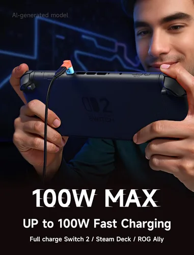 Vista 4 de JSAUX Paquete de 2 adaptadores USB C a USB C de 90 grados, adaptador tipo C de ángulo recto de 100W y 40Gbps para transferencia de datos para Steam