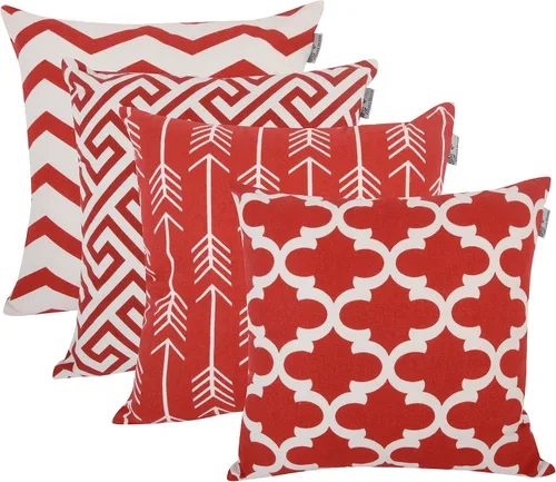 Vista 6 de Accent Home - Cojín 100% de algodón 4 fundas de cojín (sin relleno), cojines invisibles con cremallera, cojines estampados 100% algodón