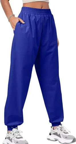 Vista 2 de JZC Pantalones de paracaídas para mujer, pantalones cargo holgados de cintura baja, pantalones Y2K con bolsillos, pantalones deportivos relajados