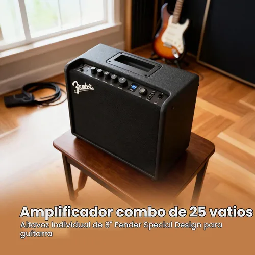 Vista 5 de Fender Mustang LT25 - Amplificador combinado de guitarra con cable y paquete exclusivo de púas de 12 piezas de Austin Bazaar