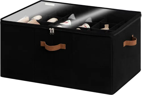 Vista 12 de Organizador de zapatos StorageWorks para clóset, cabe hasta 16 pares, contenedores de almacenamiento para zapatos con divisores ajustables y Beige