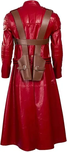 Vista 2 de Leather Jacketz Dant-e - Disfraz de hombre DMC 5 para videojuegos, gabardina de piel auténtica de color granate