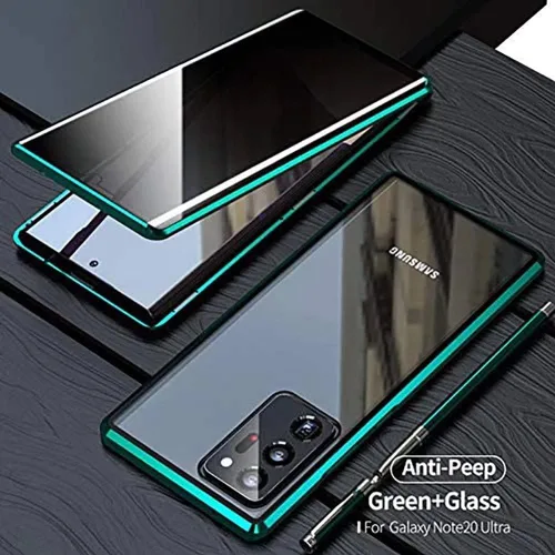 Vista 6 de Funda magnética de privacidad para Samsung Galaxy S20 Ultra, funda de vidrio templado antiespías, parte delantera y trasera, vidrio templado 9H