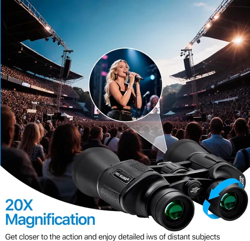 Vista 7 de [Usado] Prismáticos de 20 x 50 de alta potencia para observación de aves con ocular grande de 28 mm, prismáticos impermeables para caza, senderismo