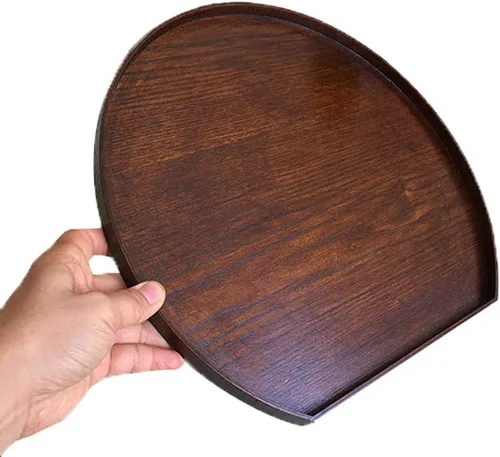 Vista 3 de Bandeja de madera con forma de media luna, bandeja decorativa para servir café, té, queso, postre, frutas y verduras (mediana)