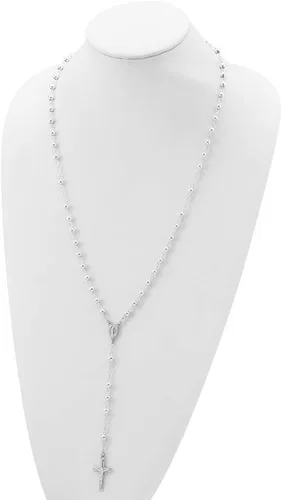 Vista 4 de Diamond2Deal Rosario pulido de plata de ley de 26 pulgadas, collar de regalo
