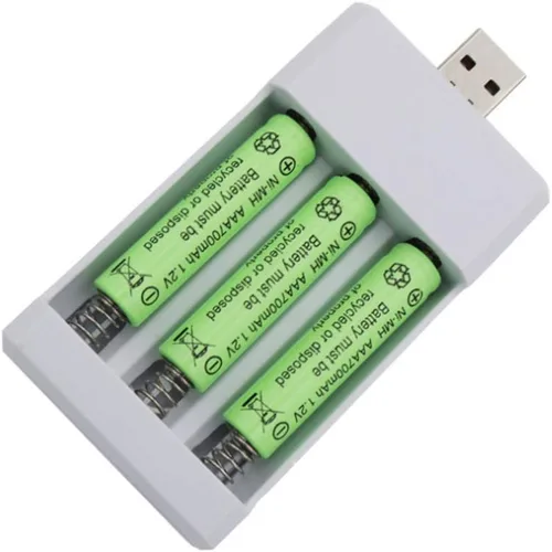 Vista 2 de Adaptador de cargador de batería de 3 Solts, cargador de batería recargable con enchufe USB, para baterías universales Aa/AAA