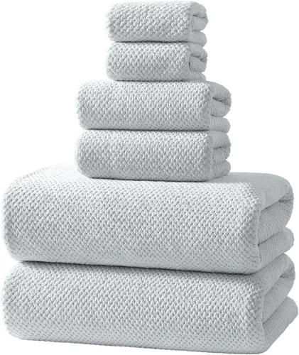Vista 17 de REDKISS Juego de toallas de baño de 6 piezas, 2 paños de baño, 2 toallas de mano, 2 toallas de baño, forro polar coral ultra fibra, súper
