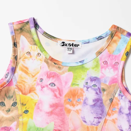 Vista 4 de Jxstar Vestidos sin mangas para niñas, ropa casual de verano para niños pequeños