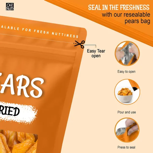 Vista 3 de Oh! Nuts Dry Pears California – Peras en rodajas – 2 libras – Peras deshidratadas – Peras secas sin azúcar añadido – Empaquetado en bolsa con cierre