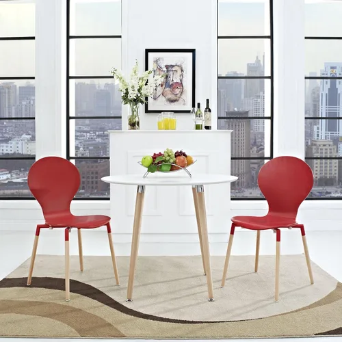 Vista 5 de Modway Path Mid-Century Modern - Dos sillas de cocina y comedor en color blanco