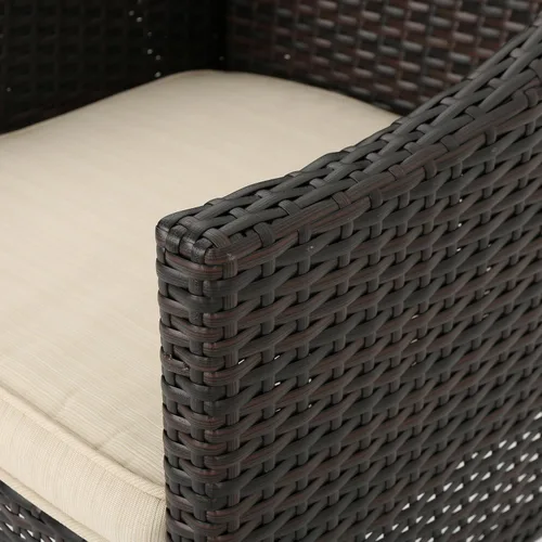 Vista 5 de Christopher Knight Home Antibes - Sillas de comedor de mimbre para exteriores con cojines resistentes al agua, juego de 2 piezas, multicolor y beige