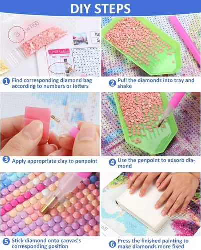 Vista 6 de Red Mills ZZMQ - Kit de pintura de diamante 5D para adultos, kit de pintura de diamantes de imitación de cristal con diamantes de imitación, punto