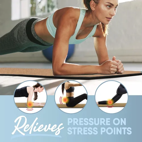 Vista 3 de MICRODRY Tapete de corcho para yoga, pilates, ejercicio y más, tapete de fitness para entrenamiento en casa, 72 pulgadas de largo x 26 pulgadas
