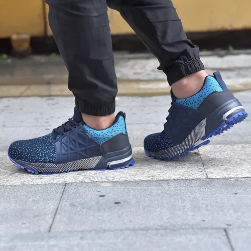 Vista 7 de SUADEX Zapatos de punta de acero indestructibles para hombres y mujeres, zapatos de trabajo ligeros para hombres, cómodos zapatos de seguridad