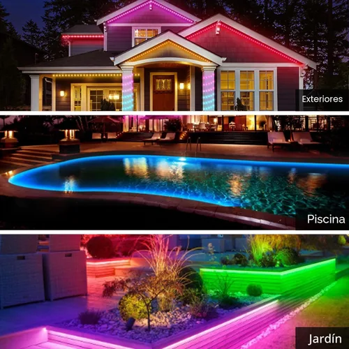 Vista 3 de Tira de luces LED de 16.4 pies IP68 impermeable para exteriores, alimentación por USB de 5 V, sincronización de música, Bluetooth APP/RF, luces