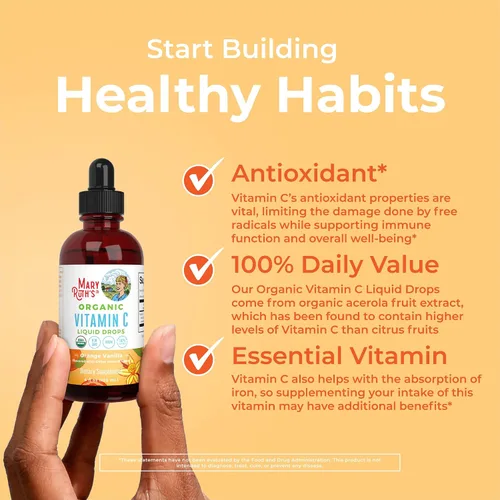 Vista 5 de MaryRuth Organics Suplemento orgánico de vitamina C Gotas líquidas de vitamina C para adultos y niños Suplemento de apoyo inmunológico