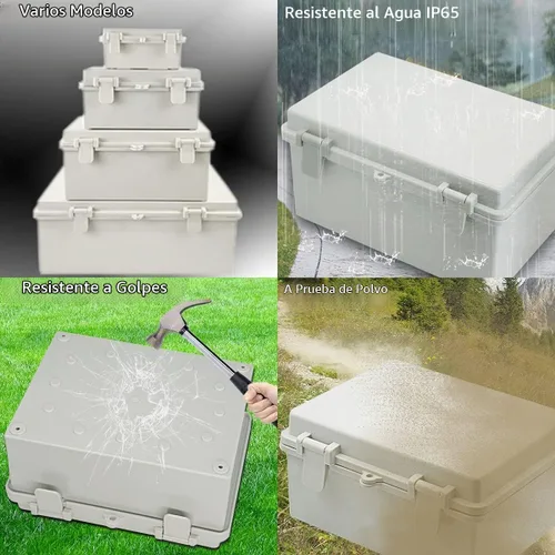 Vista 7 de Zulkit - Caja de conexiones plástico ABS impermeable IP65 - Cajas eléctricas con carcasa con bisagras para exteriores universales - Recinto