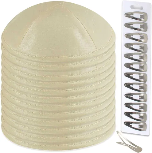 Vista 16 de Zion Judaica Deluxe Raw Silk Kippot Paquetes a granel o kipá individual incluye clips gratis