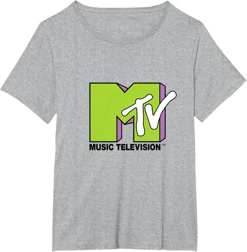 Vista 93 de Camiseta de tratamiento de relleno con logotipo MTV verde lima y morado, Negro, S Azul Marino