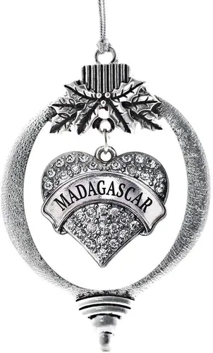 Vista 38 de Inspired Silver Adornos festivos de dije de corazón pave de plata con circonitas cúbicas