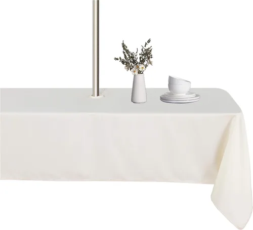 Vista 21 de LUSHVIDA Mantel cuadrado para exteriores con agujero para sombrilla y cremallera, 54 x 54 pulgadas, color negro, lavable, impermeable, a prueba