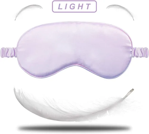 Vista 5 de Máscara de ojos de seda para dormir, lavanda, máscara para dormir para hombres y mujeres, ojos suaves para yoga, meditación, diseño de bloqueo