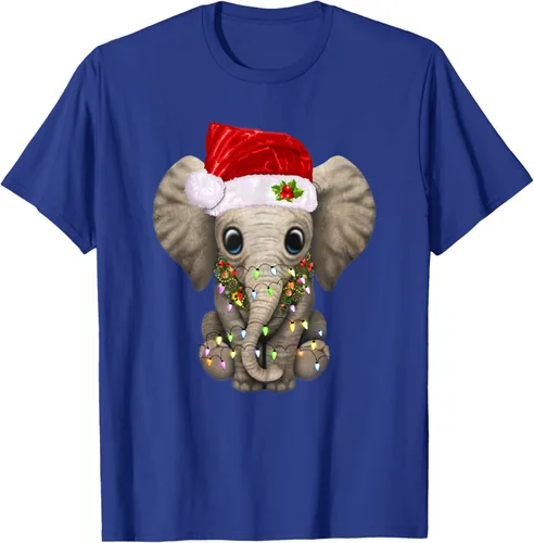 Vista 20 de Lindo elefante de Navidad luz divertido elefante amante de Navidad regalo camiseta Negro