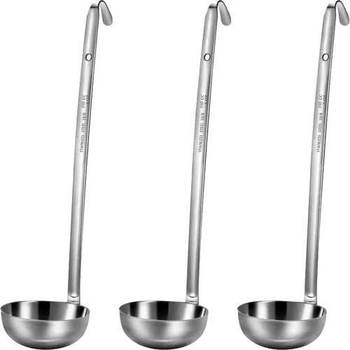 Vista 10 de meekoo 1 Pieza Cucharón de Acero Inoxidable para Sopa con Mango Cucharón con Borde Vertedor para Cocina Cocinando Sopa Salsa (1 oz)