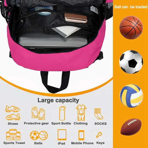 Vista 33 de Goloni Mochila de fútbol,Mochila de baloncesto con compartimento para pelotas y compartimento para zapatos,Mochila para baloncesto,Fútbol