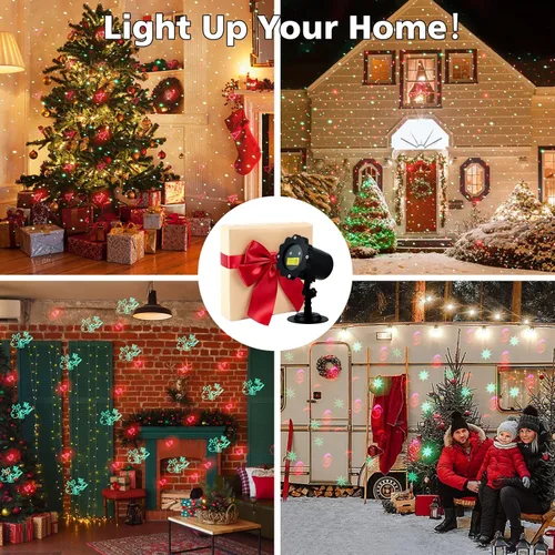 Vista 7 de Proyector de Luces de Navidad para Exteriores, Proyector de Luces LED Impermeables Decoraciones de Navidad con Control Remoto Temporizador Luces