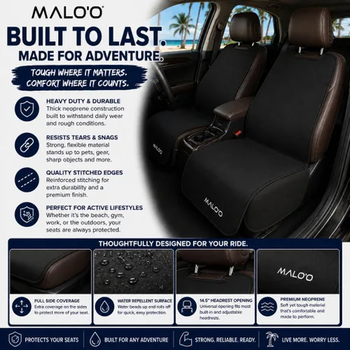 Vista 5 de Malo'o Funda impermeable para asiento de automóvil, protector universal de asiento de neopreno para automóviles, camiones y SUV, protege contra
