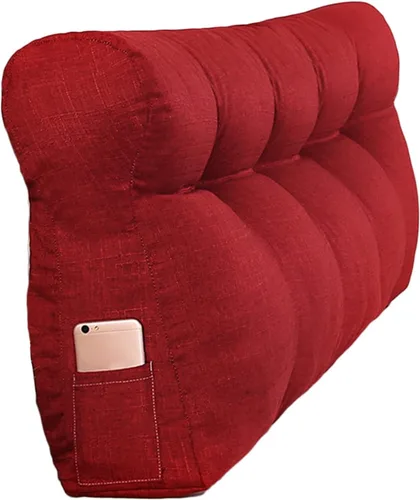 Vista 15 de Cojín triangular grande para cabecero de lectura, almohada para reposo en cama, respaldo triangular, respaldo de forro polar, soporte de Café