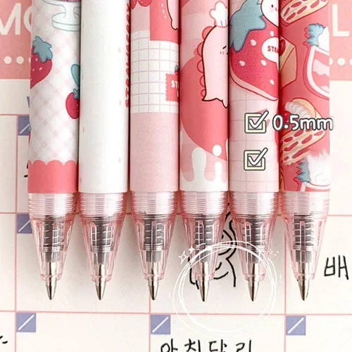 Vista 3 de 6 bolígrafos de color rosa Kawaii de 0.020 in para regalo de estudiantes, papelería, suministros de oficina
