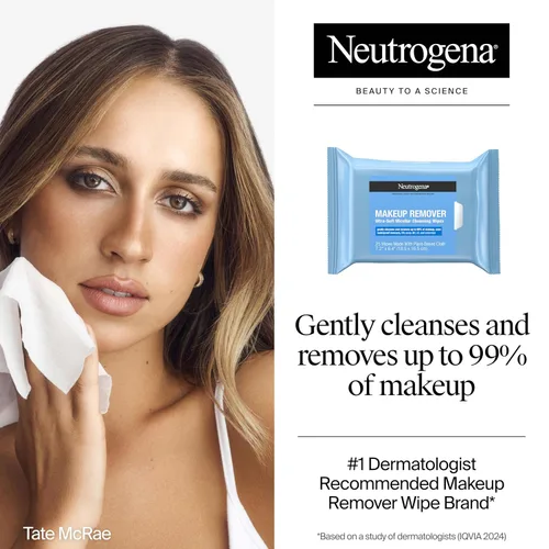 Vista 2 de Neutrogena Toallitas para quitar maquillaje, toallitas limpiadoras micelares ultra suaves diarias que eliminan suavemente el aceite y el maquillaje